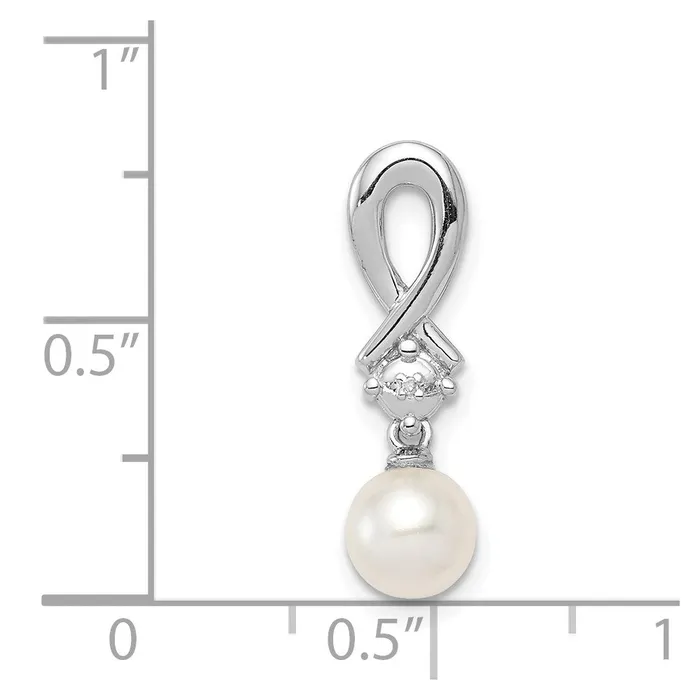 Goldia Necklaces Sterling Silver Rhodiumplated FW Cultured Pearl Diamond Chain Slide