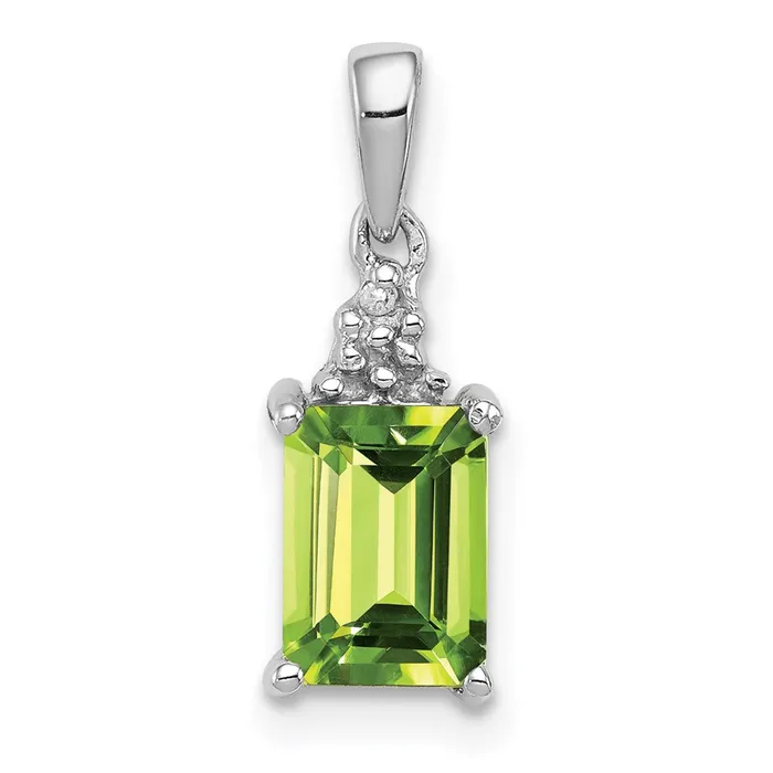 Goldia Necklaces Sterling Silver Rhodium Plated Peridot and Diamond Pendant Goldia Necklaces Sterling Silver Rhodium Plated Peridot and Diamond Pendant