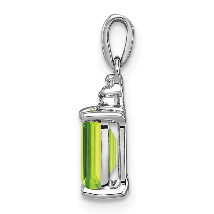 Goldia Necklaces Sterling Silver Rhodium Plated Peridot and Diamond Pendant