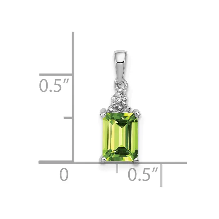 Goldia Necklaces Sterling Silver Rhodium Plated Peridot and Diamond Pendant