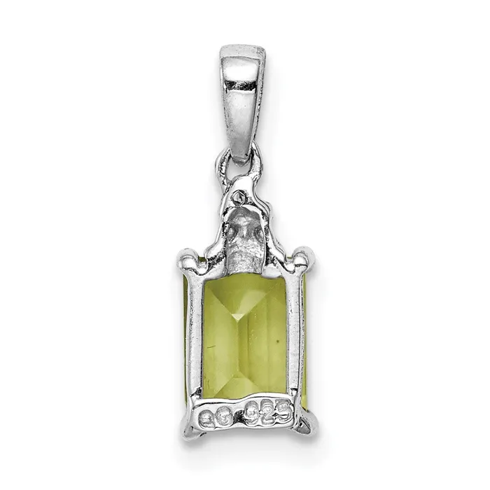 Goldia Necklaces Sterling Silver Rhodium Plated Peridot and Diamond Pendant