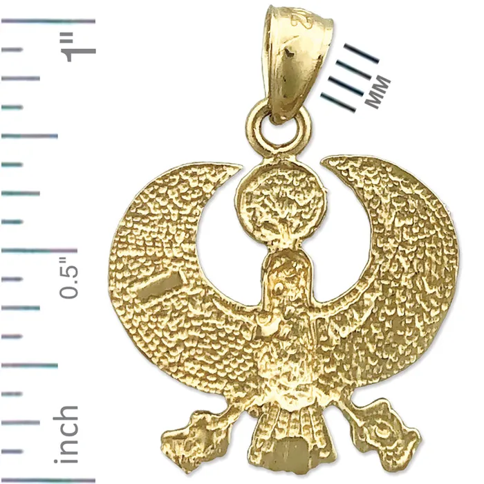 Goldia PreStyled Sets 14K Gold Scarab Egyptian Falcon Pendant