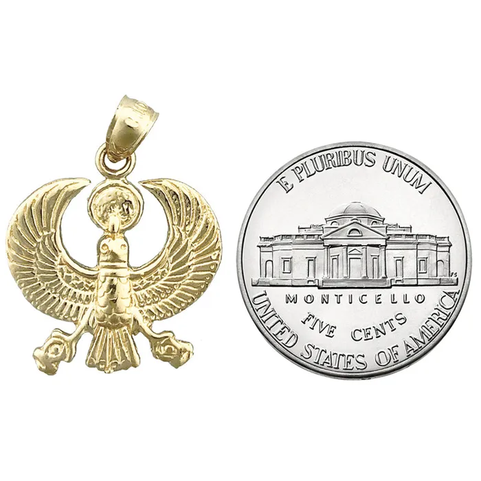 Goldia PreStyled Sets 14K Gold Scarab Egyptian Falcon Pendant