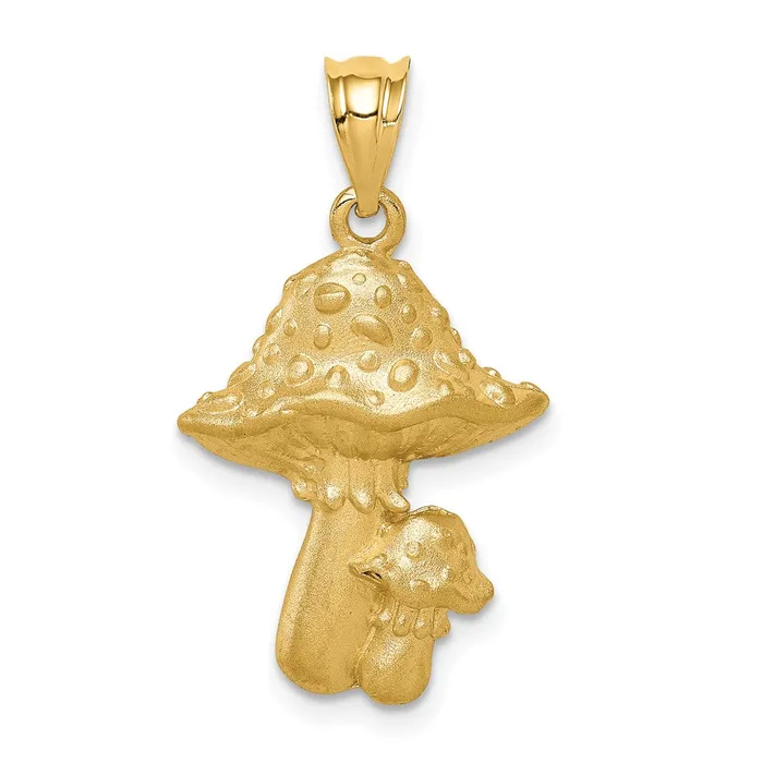 Goldia PreStyled Sets 14k Yellow Gold Brushed Mushrooms Pendant