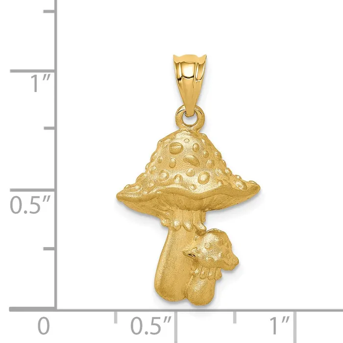 Goldia PreStyled Sets 14k Yellow Gold Brushed Mushrooms Pendant