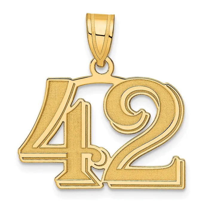 Goldia PreStyled Sets 14k Yellow Gold Polished Etched Number 42 Pendant