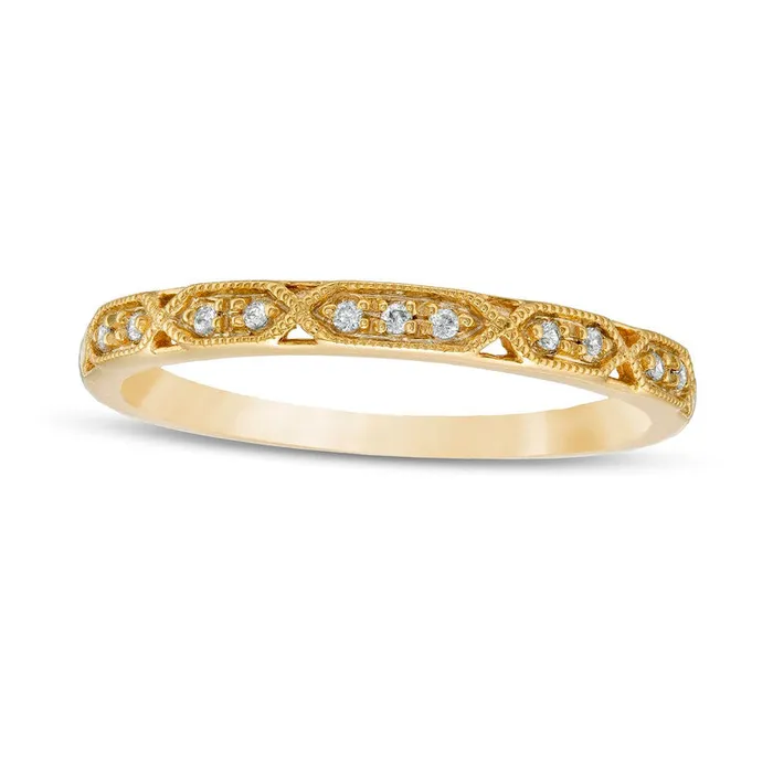Goldia Rings 005 CT TW Natural Diamond Antique VintageStyle Stackable Anniversary Band in Solid 10K Yellow Gold Goldia Rings 005 CT TW Natural Diamond Antique VintageStyle Stackable Anniversary Band in Solid 10K Yellow Gold