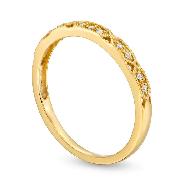 Goldia Rings 005 CT TW Natural Diamond Antique VintageStyle Stackable Anniversary Band in Solid 10K Yellow Gold Goldia Rings 005 CT TW Natural Diamond Antique VintageStyle Stackable Anniversary Band in Solid 10K Yellow Gold