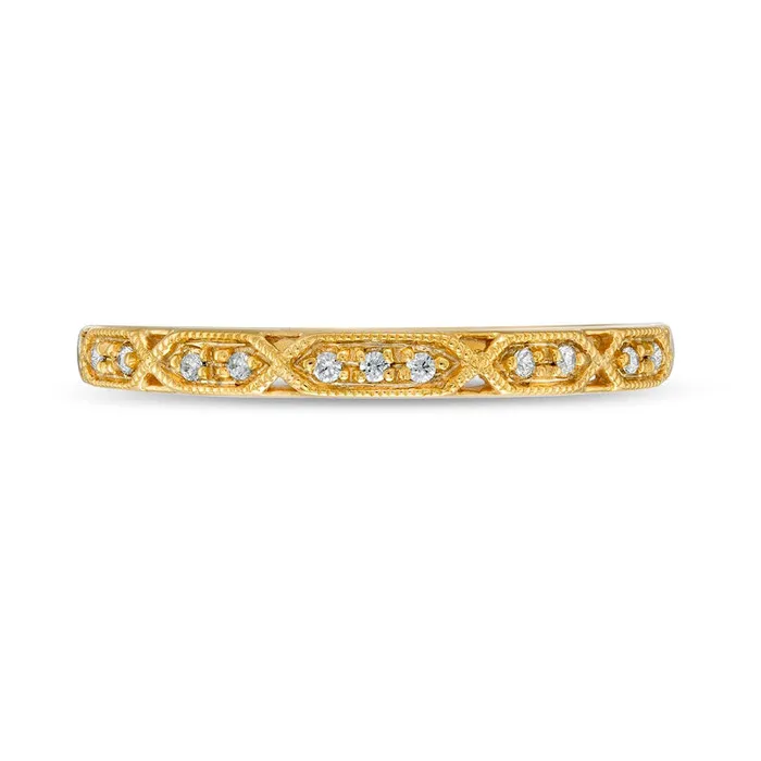 Goldia Rings 005 CT TW Natural Diamond Antique VintageStyle Stackable Anniversary Band in Solid 10K Yellow Gold Goldia Rings 005 CT TW Natural Diamond Antique VintageStyle Stackable Anniversary Band in Solid 10K Yellow Gold