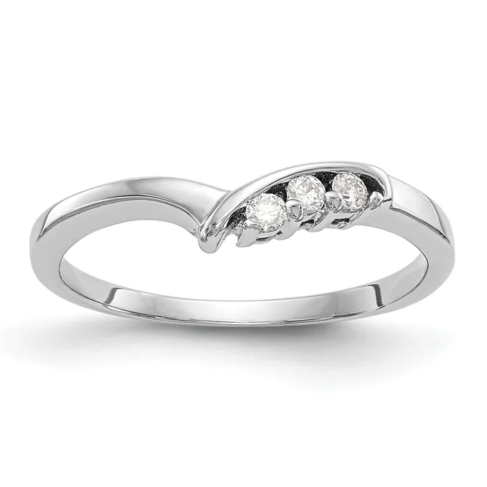 Goldia Rings 006ct CZ Solid Real 14K White Gold Wedding Wedding Band Ring Goldia Rings 006ct CZ Solid Real 14K White Gold Wedding Wedding Band Ring