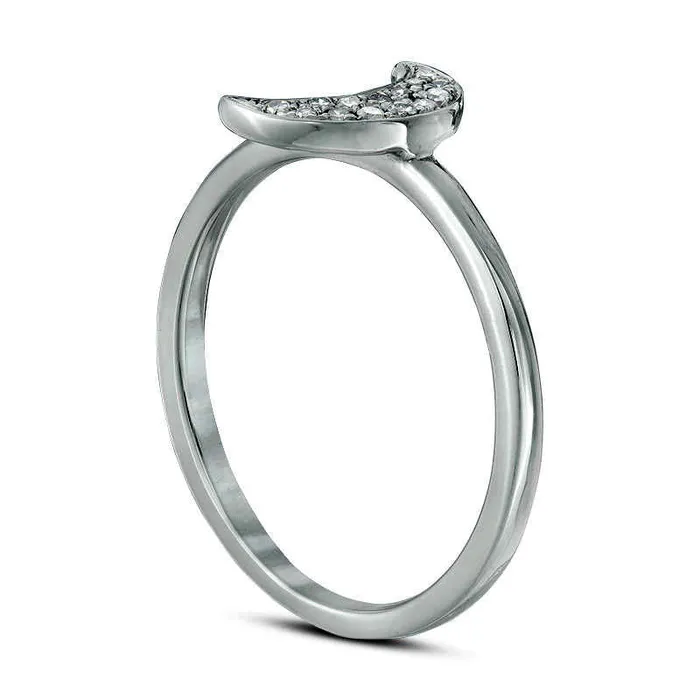 Goldia Rings 010 CT TW Natural Diamond Crescent Moon Ring in Sterling Silver Goldia Rings 010 CT TW Natural Diamond Crescent Moon Ring in Sterling Silver