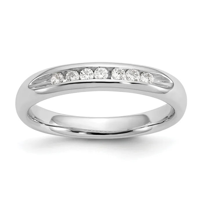 Goldia Rings 014ct CZ Solid Real 14K White Gold 7Stone Channel Wedding Band Ring Goldia Rings 014ct CZ Solid Real 14K White Gold 7Stone Channel Wedding Band Ring