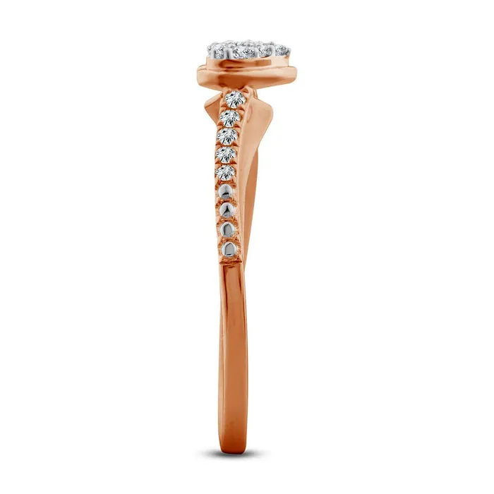 Goldia Rings 017 CT TW Composite Heart Natural Diamond Bypass Promise Ring in Solid 10K Rose Gold Goldia Rings 017 CT TW Composite Heart Natural Diamond Bypass Promise Ring in Solid 10K Rose Gold