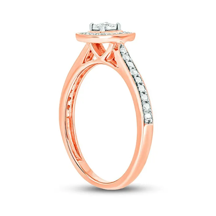 Goldia Rings 017 CT TW Natural Diamond Cushion Frame Promise Ring in Sterling Silver with Solid 14K Rose Gold Plate Goldia Rings 017 CT TW Natural Diamond Cushion Frame Promise Ring in Sterling Silver with Solid 14K Rose Gold Plate