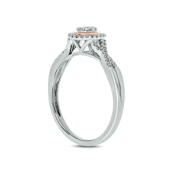 Goldia Rings 020 CT TW Composite Natural Diamond OvalShaped Frame Twist Shank Promise Ring in Solid 10K TwoTone Gold Goldia Rings 020 CT TW Composite Natural Diamond OvalShaped Frame Twist Shank Promise Ring in Solid 10K TwoTone Gold