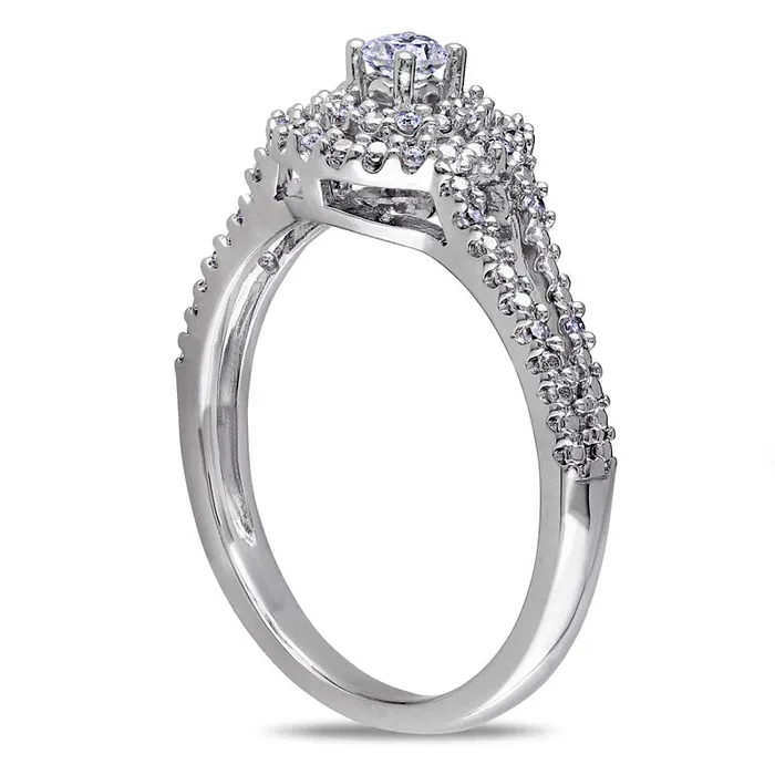 Goldia Rings 020 CT TW Natural Diamond Double Frame Promise Ring in Sterling Silver Goldia Rings 020 CT TW Natural Diamond Double Frame Promise Ring in Sterling Silver