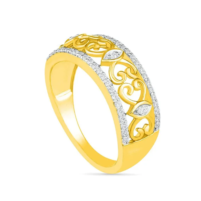 Goldia Rings 025 CT TW Natural Diamond Ornate Scrollwork Ring in Solid 10K Yellow Gold Goldia Rings 025 CT TW Natural Diamond Ornate Scrollwork Ring in Solid 10K Yellow Gold