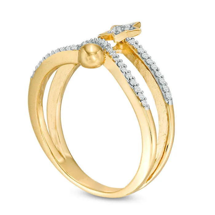 Goldia Rings 025 CT TW Natural Diamond Star and Ball Wrap Ring in Sterling Silver with Solid 14K Gold Plate Goldia Rings 025 CT TW Natural Diamond Star and Ball Wrap Ring in Sterling Silver with Solid 14K Gold Plate