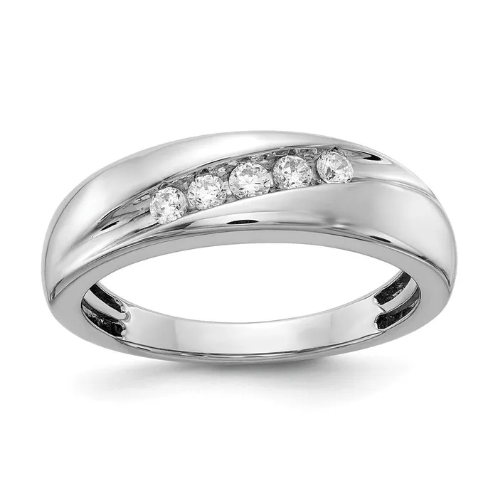 Goldia Rings 025ct CZ Solid Real 14k White Gold Mens Ring