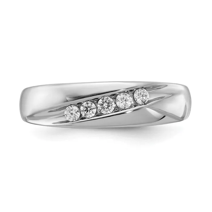 Goldia Rings 025ct CZ Solid Real 14k White Gold Mens Ring