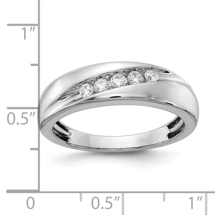 Goldia Rings 025ct CZ Solid Real 14k White Gold Mens Ring