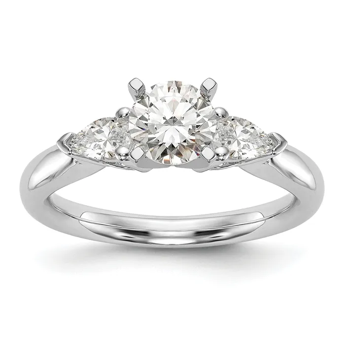 Goldia Rings 030ct CZ Solid Real 14K White Gold 3Stone Peg Set Engagement Ring