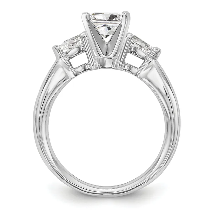Goldia Rings 030ct CZ Solid Real 14K White Gold 3Stone Peg Set Engagement Ring