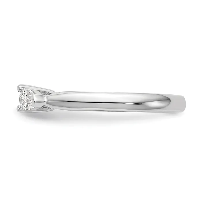 Goldia Rings 030ct CZ Solid Real 14K White Gold 3Stone Peg Set Engagement Ring