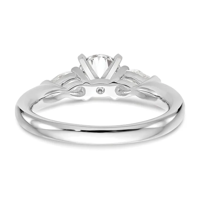 Goldia Rings 030ct CZ Solid Real 14K White Gold 3Stone Peg Set Engagement Ring