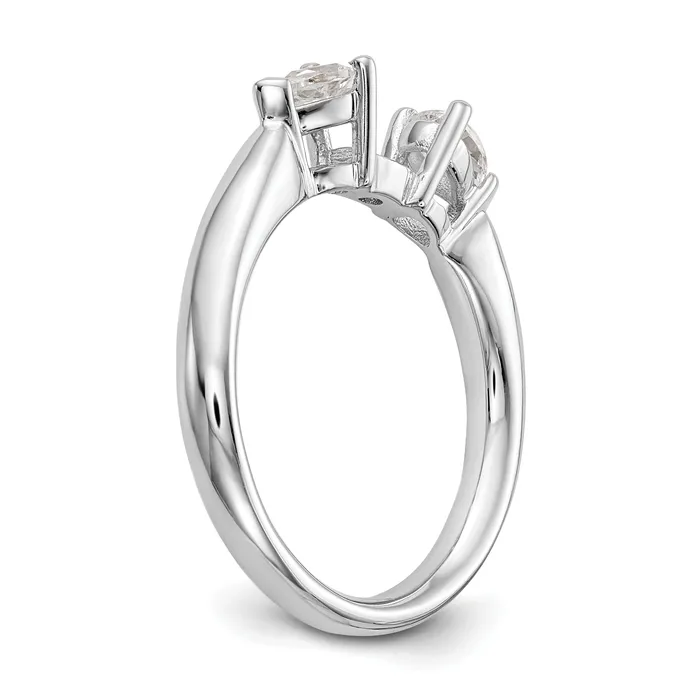 Goldia Rings 030ct CZ Solid Real 14K White Gold 3Stone Peg Set Engagement Ring