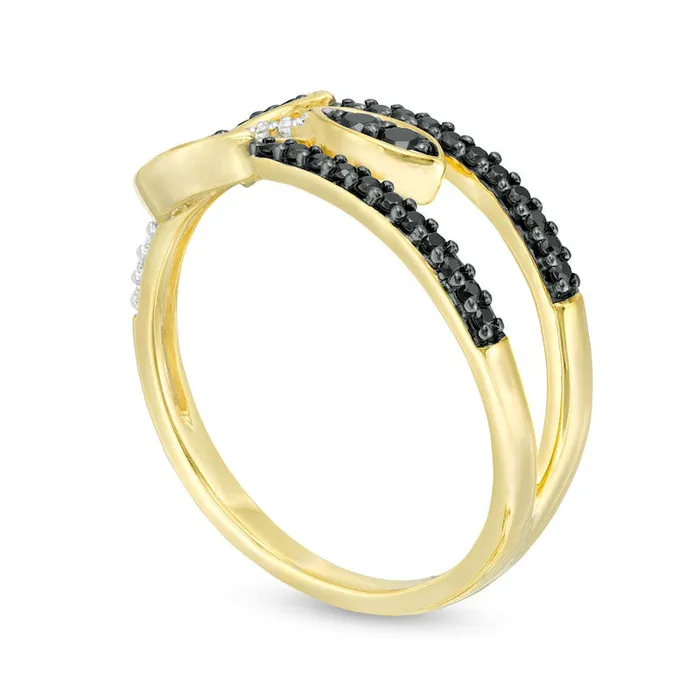 Goldia Rings 033 CT TW Enhanced Black and White Natural Diamond Marquise Multi Wrap Ring in Solid 10K Yellow Gold Goldia Rings 033 CT TW Enhanced Black and White Natural Diamond Marquise Multi Wrap Ring in Solid 10K Yellow Gold
