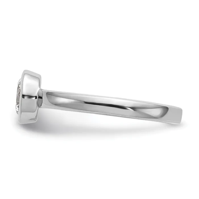 Goldia Rings 033ct CZ Solid Real 14K White Gold Round Bezel Solitaire Engagement Ring