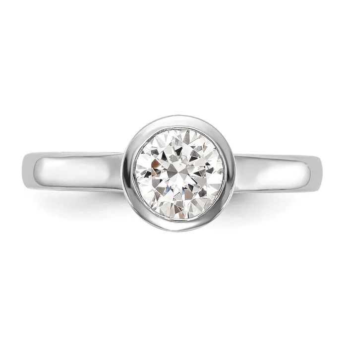 Goldia Rings 033ct CZ Solid Real 14K White Gold Round Bezel Solitaire Engagement Ring