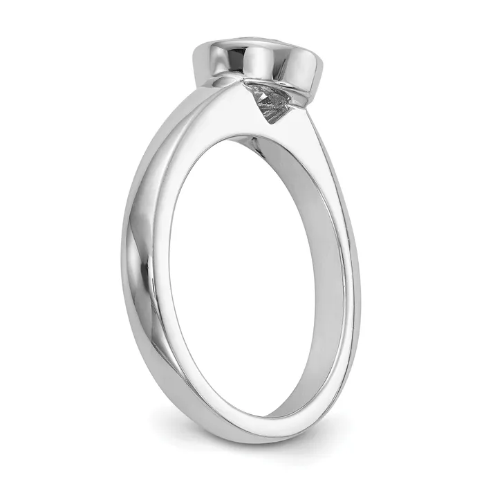 Goldia Rings 033ct CZ Solid Real 14K White Gold Round Bezel Solitaire Engagement Ring