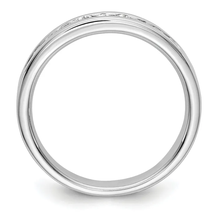 Goldia Rings 035ct CZ Solid Real 14K White Gold 102mm Stone Channel Wedding Band Ring