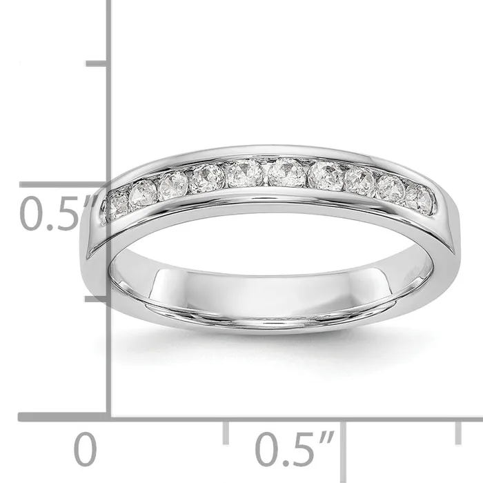 Goldia Rings 035ct CZ Solid Real 14K White Gold 102mm Stone Channel Wedding Band Ring