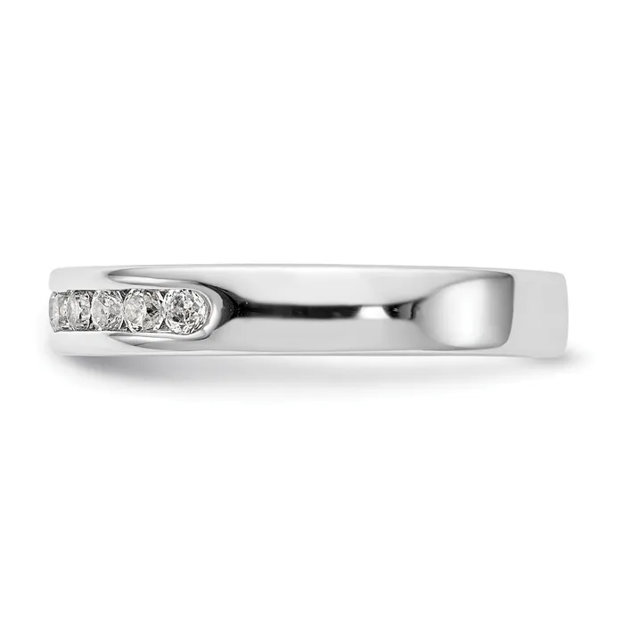 Goldia Rings 035ct CZ Solid Real 14K White Gold 102mm Stone Channel Wedding Band Ring