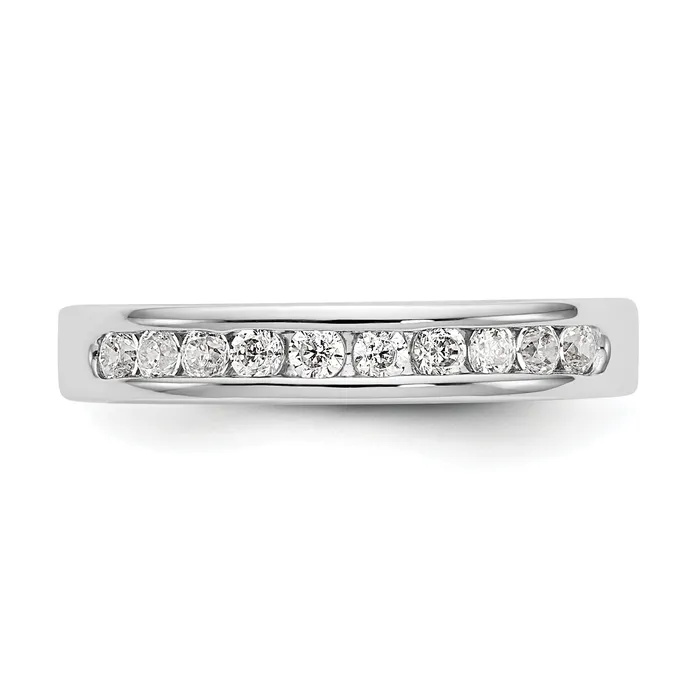 Goldia Rings 035ct CZ Solid Real 14K White Gold 102mm Stone Channel Wedding Band Ring