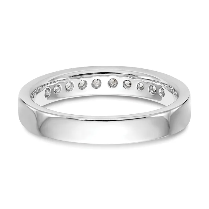 Goldia Rings 035ct CZ Solid Real 14K White Gold 102mm Stone Channel Wedding Band Ring