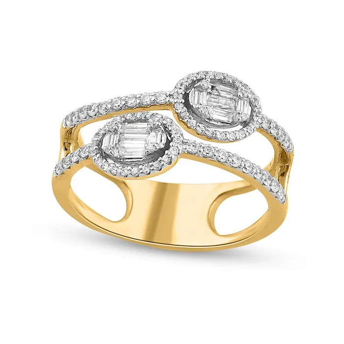 Goldia Rings 050 CT TW Composite Double Oval Natural Diamond Frame Open Ring in Solid 10K Yellow Gold Goldia Rings 050 CT TW Composite Double Oval Natural Diamond Frame Open Ring in Solid 10K Yellow Gold