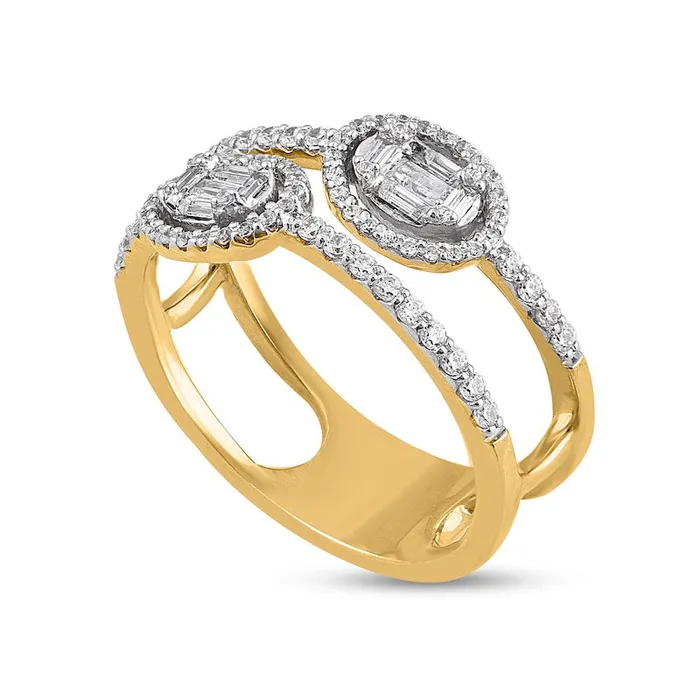Goldia Rings 050 CT TW Composite Double Oval Natural Diamond Frame Open Ring in Solid 10K Yellow Gold Goldia Rings 050 CT TW Composite Double Oval Natural Diamond Frame Open Ring in Solid 10K Yellow Gold