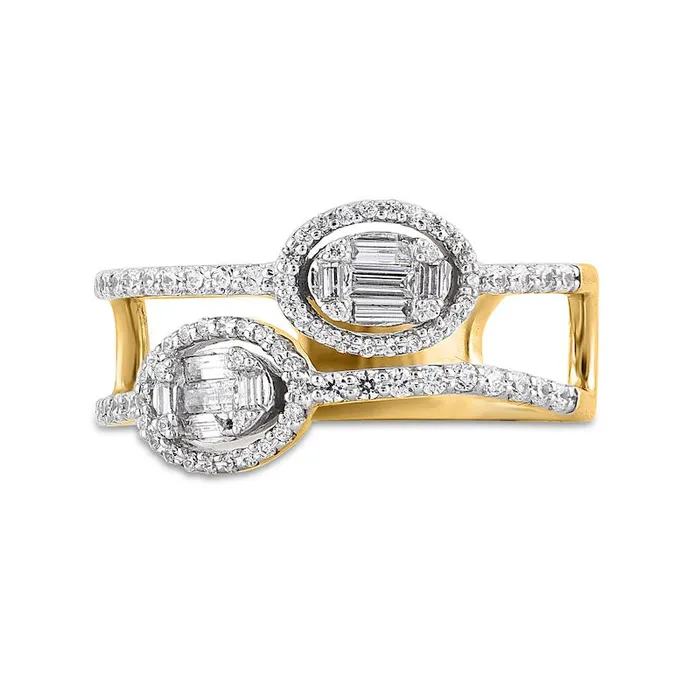 Goldia Rings 050 CT TW Composite Double Oval Natural Diamond Frame Open Ring in Solid 10K Yellow Gold Goldia Rings 050 CT TW Composite Double Oval Natural Diamond Frame Open Ring in Solid 10K Yellow Gold