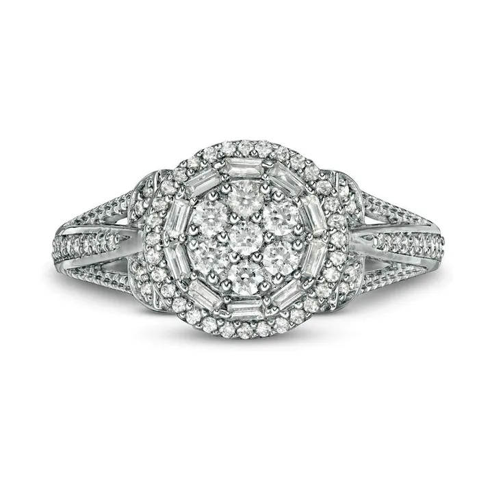 Goldia Rings 050 CT TW Composite Natural Diamond Frame LeafSides Split Shank Engagement Ring in Sterling Silver Goldia Rings 050 CT TW Composite Natural Diamond Frame LeafSides Split Shank Engagement Ring in Sterling Silver