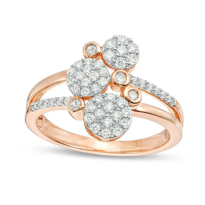 Goldia Rings 050 CT TW Composite Natural Diamond Scatter Bypass Ring in Sterling Silver with Solid 14K Rose Gold Plate Goldia Rings 050 CT TW Composite Natural Diamond Scatter Bypass Ring in Sterling Silver with Solid 14K Rose Gold Plate