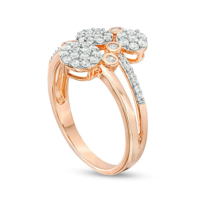 Goldia Rings 050 CT TW Composite Natural Diamond Scatter Bypass Ring in Sterling Silver with Solid 14K Rose Gold Plate Goldia Rings 050 CT TW Composite Natural Diamond Scatter Bypass Ring in Sterling Silver with Solid 14K Rose Gold Plate