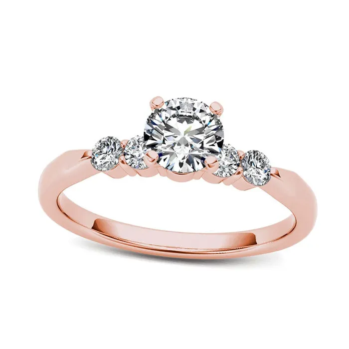 Goldia Rings 050 CT TW Natural Diamond Engagement Ring in Solid 14K Rose Gold Goldia Rings 050 CT TW Natural Diamond Engagement Ring in Solid 14K Rose Gold
