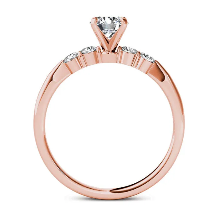 Goldia Rings 050 CT TW Natural Diamond Engagement Ring in Solid 14K Rose Gold Goldia Rings 050 CT TW Natural Diamond Engagement Ring in Solid 14K Rose Gold