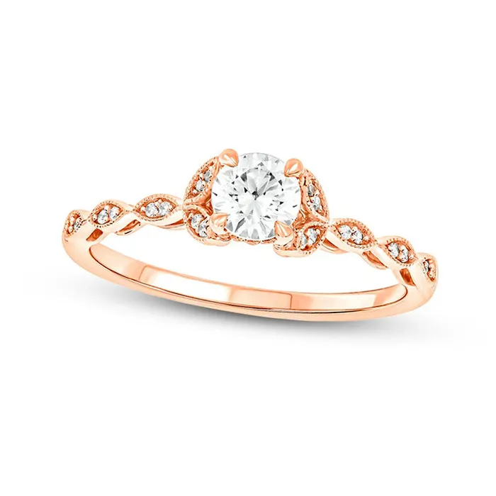 Goldia Rings 050 CT TW Natural Diamond Floral Antique VintageStyle Engagement Ring in Solid 10K Rose Gold II2 Goldia Rings 050 CT TW Natural Diamond Floral Antique VintageStyle Engagement Ring in Solid 10K Rose Gold II2