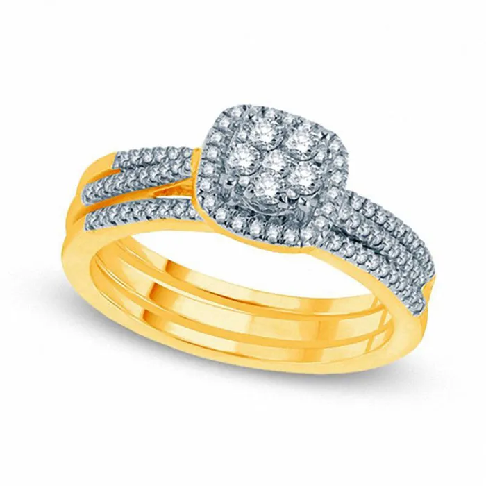 Goldia Rings 050 CT TW Natural Diamond Three Piece Bridal Engagement Ring Set in Solid 10K Yellow Gold Goldia Rings 050 CT TW Natural Diamond Three Piece Bridal Engagement Ring Set in Solid 10K Yellow Gold