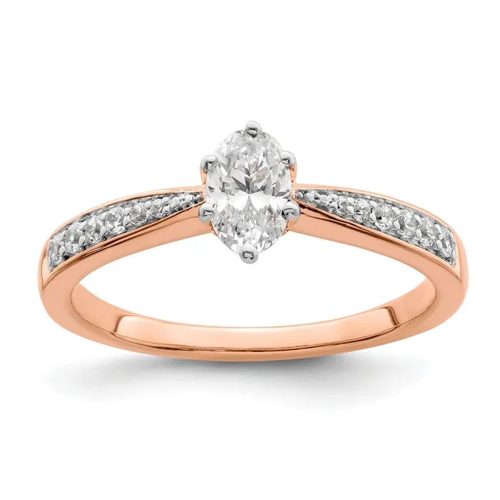 Goldia Rings 050ct CZ Solid Real 14k Rose Polish 12ct Oval Leaf Design Dia Ring Goldia Rings 050ct CZ Solid Real 14k Rose Polish 12ct Oval Leaf Design Dia Ring
